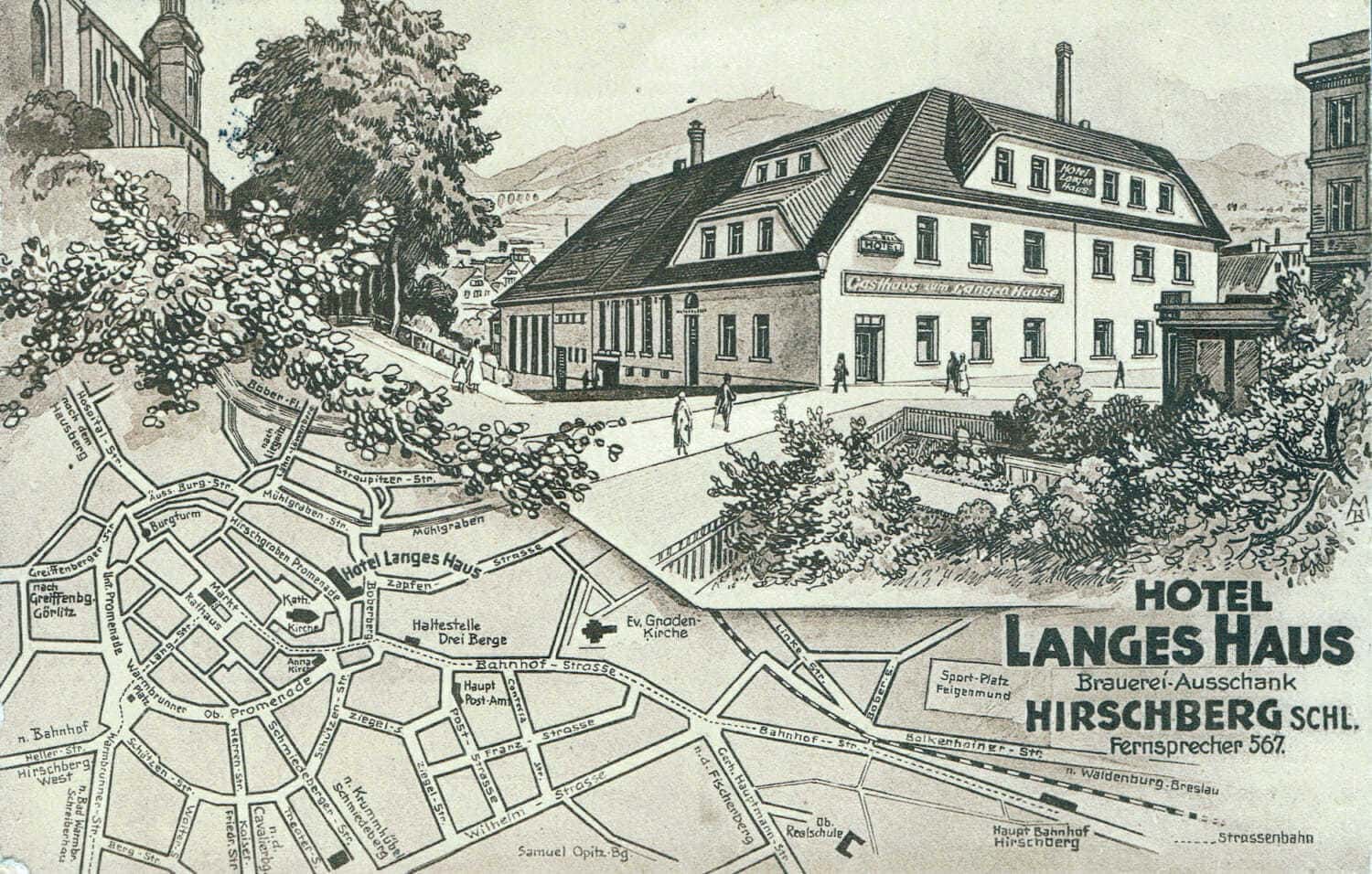 Langes Haus guest house owned and operated by Martin Julius and Adolf Nauke in Hirschberg, Germany 1900 to 1903